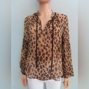 Veronica beard sheer leopard charen blouse size 0 nwt